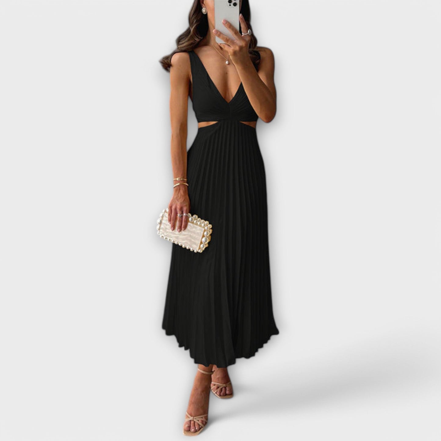 Elegante Geplooide Avondjurk