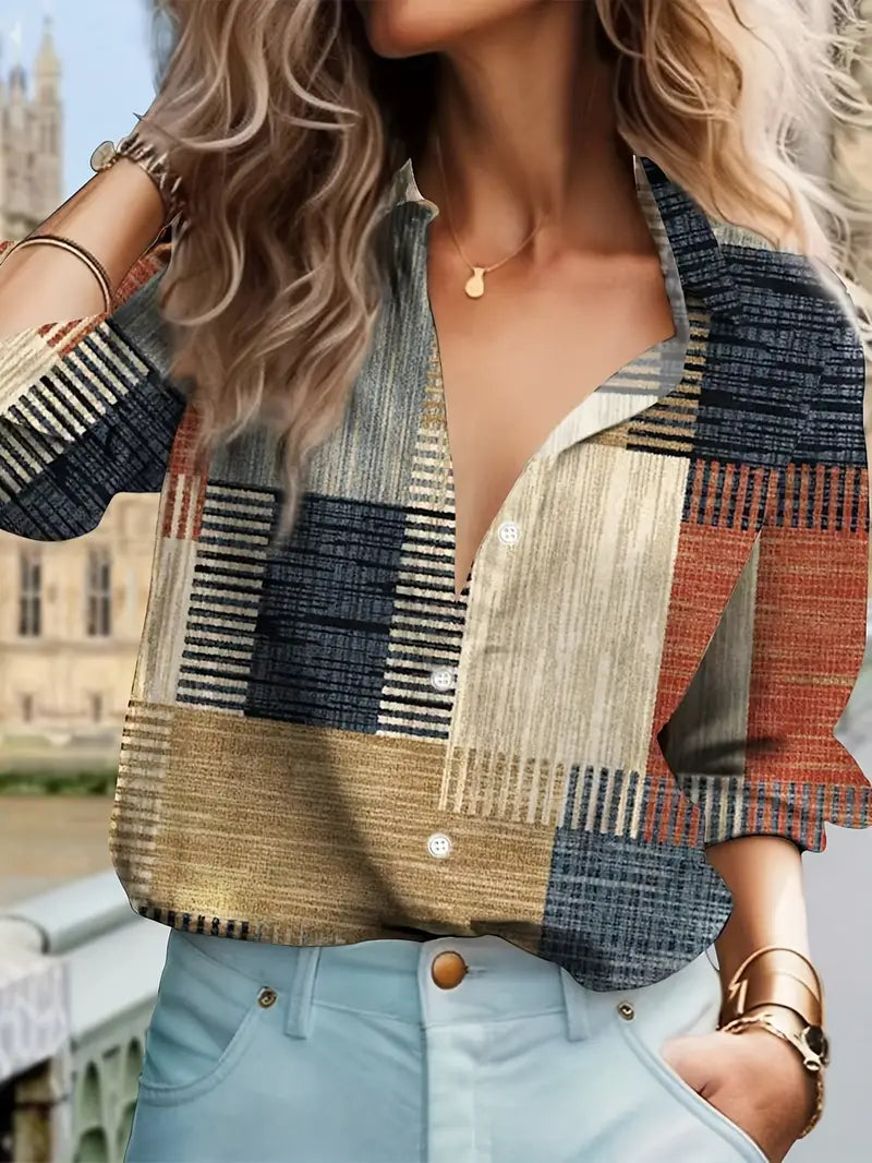 Blouse Colorblock Comfort-Stretch