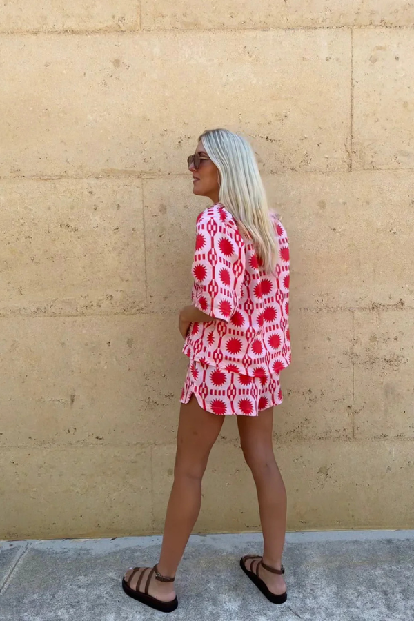 Cooling Geometric Shorts Set