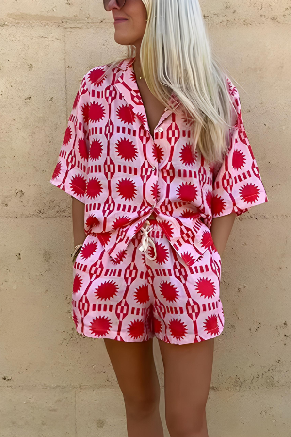 Cooling Geometric Shorts Set