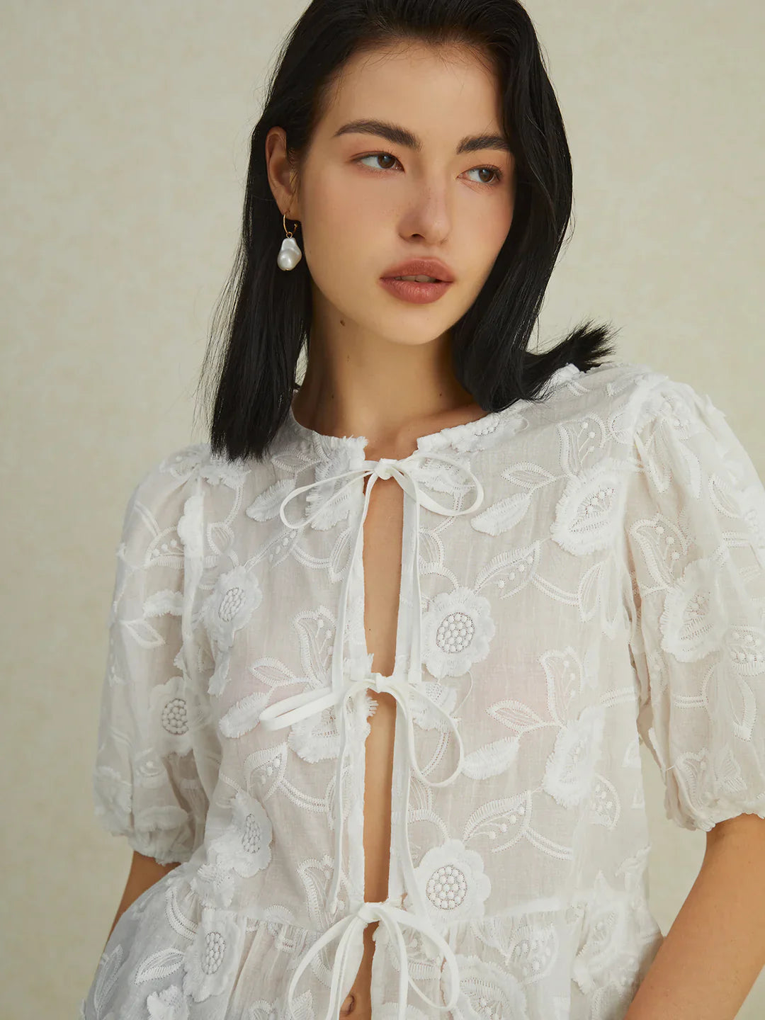 Elegante Bloemenblouse met Puffmouwen