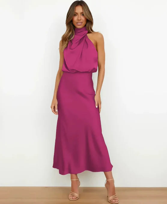 Elegante High-Waist Midi Dress