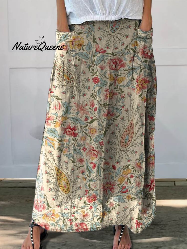 Bloemen comfort linnen rok