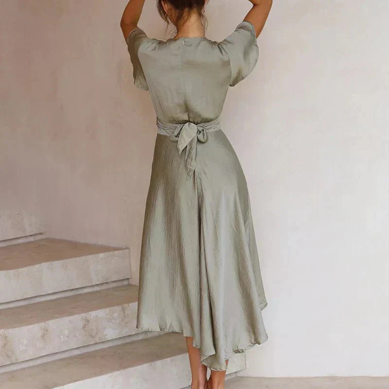 Elegant Flutter-Mouw Midi Jurk