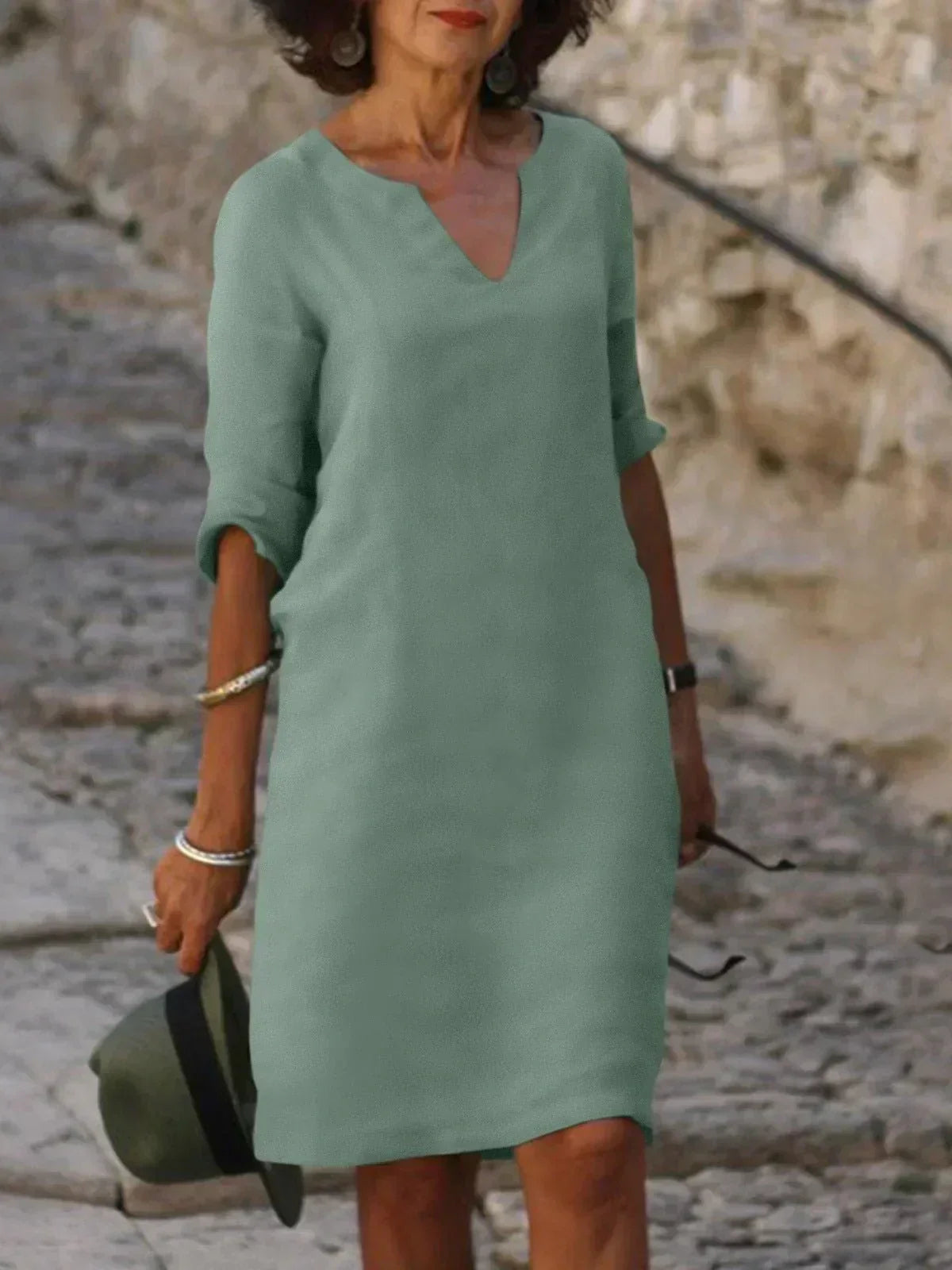 Elegante V-Hals Jurk
