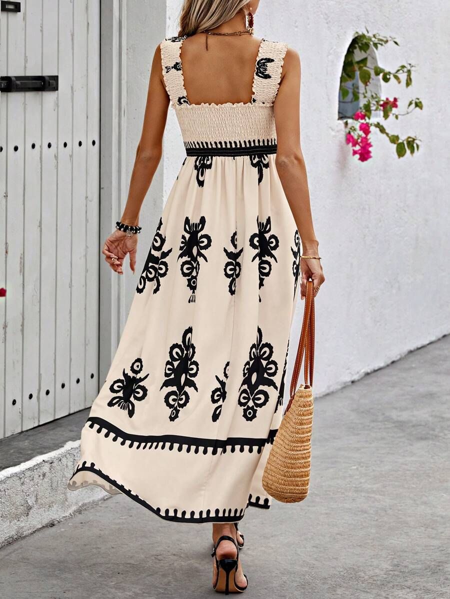 Figuur-Flatterend Maxi Jurk Apricot