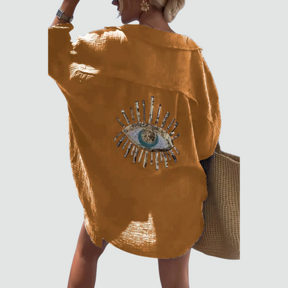 Chique Oversized Blouse met Oogaccent