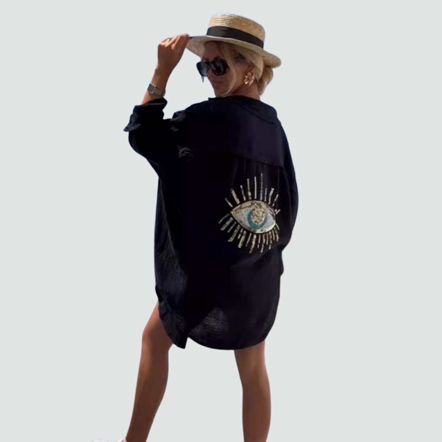 Chique Oversized Blouse met Oogaccent