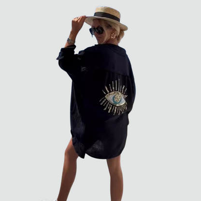 Chique Oversized Blouse met Oogaccent
