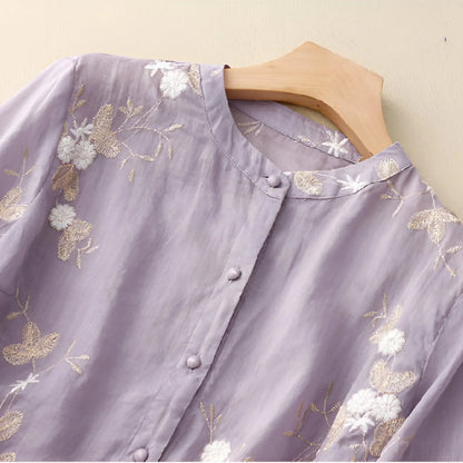 Elegante Geborduurde Katoenen Top