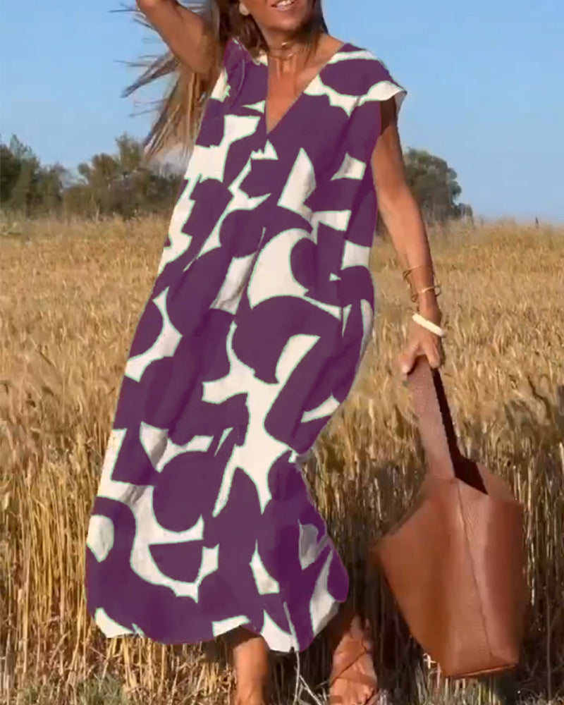 Elegant V-Ausschnitt Maxikleid