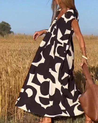 Elegant V-Ausschnitt Maxikleid