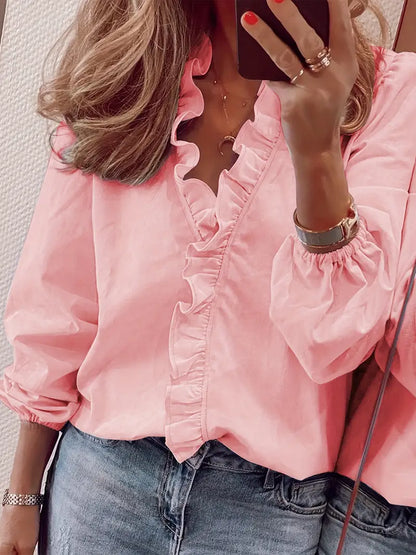 Figuur-Flatterende V-Hals Blouse