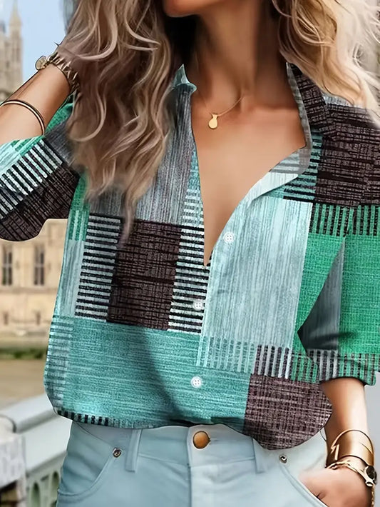 Blouse Colorblock Comfort-Stretch