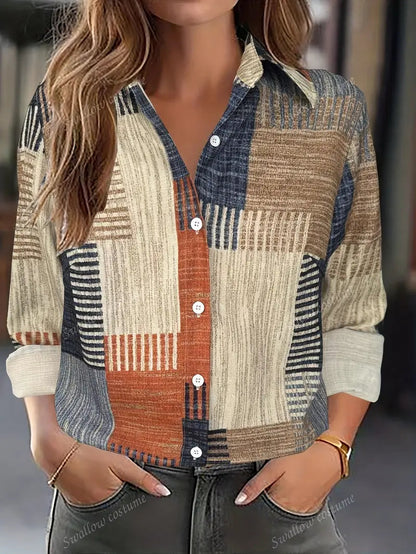 Gestreepte Kreukvrije Blouse