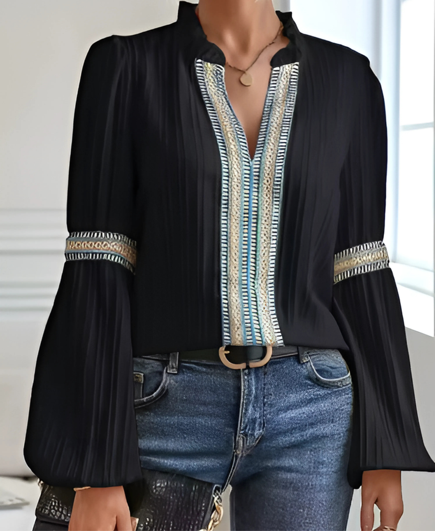 Timeless Vintage V-Neck Blouse