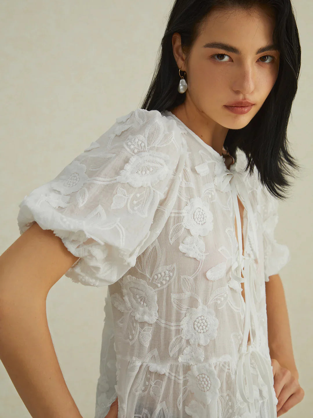 Elegante Bloemenblouse met Puffmouwen