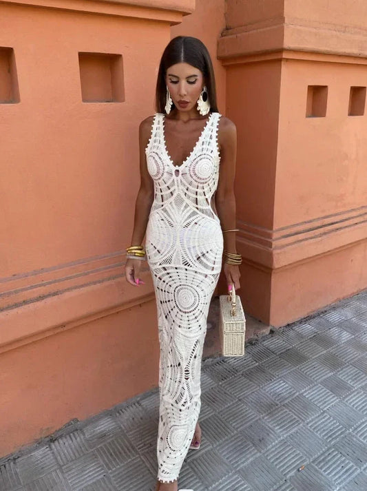 Elegante V-hals Maxi Jurk