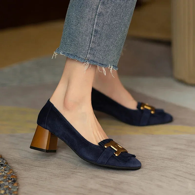 Elegante Karo-Absatzschuhe