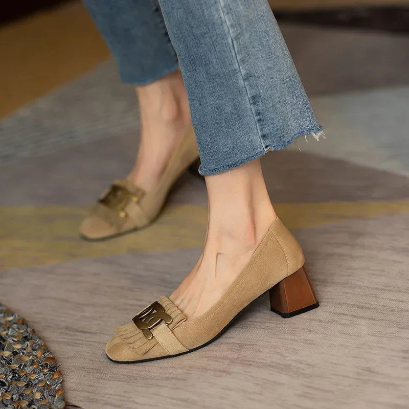 Elegante Karo-Absatzschuhe
