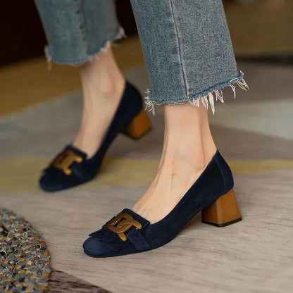 Elegante Karo-Absatzschuhe