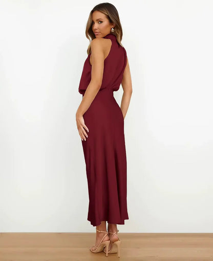 Elegante High-Waist Midi Dress