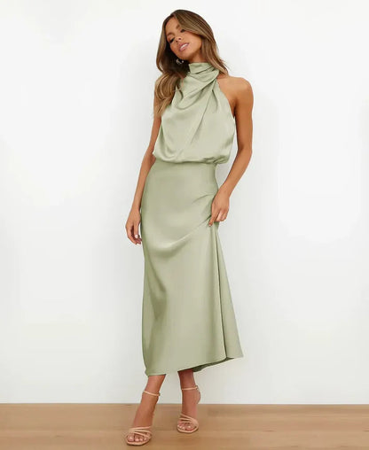 Elegante High-Waist Midi Dress