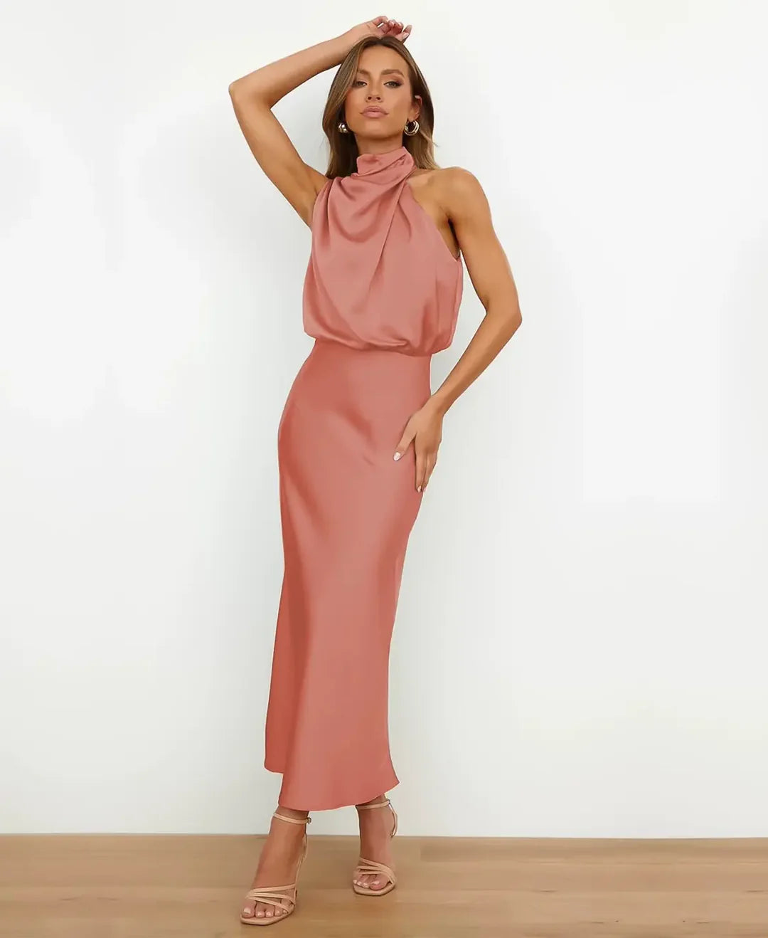 Elegante High-Waist Midi Dress