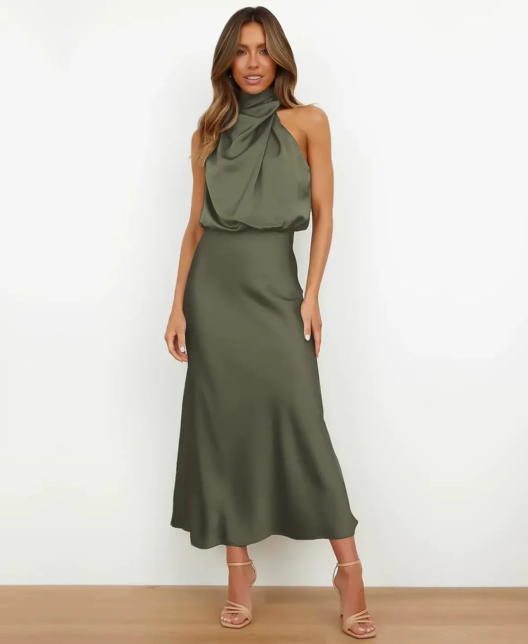 Elegante High-Waist Midi Dress