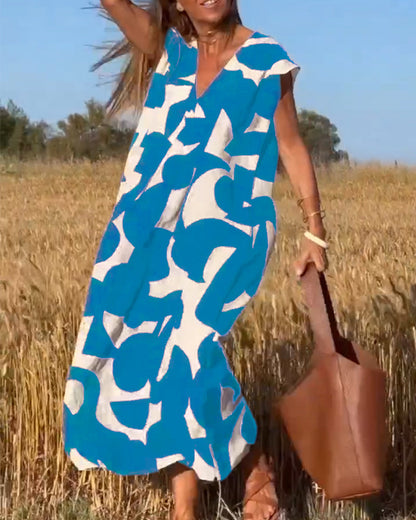 Elegant V-Ausschnitt Maxikleid