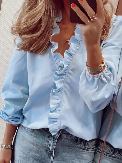 Figuur-Flatterende V-Hals Blouse