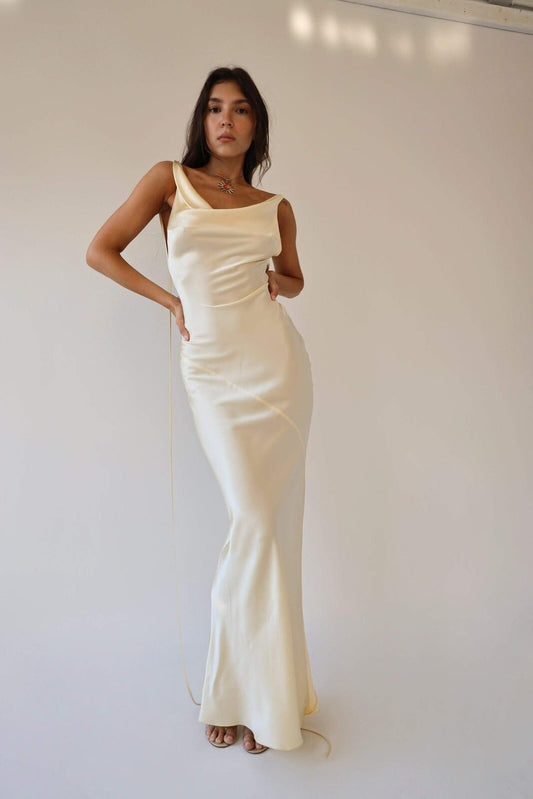 Zijde Open-Rug Maxi Jurk