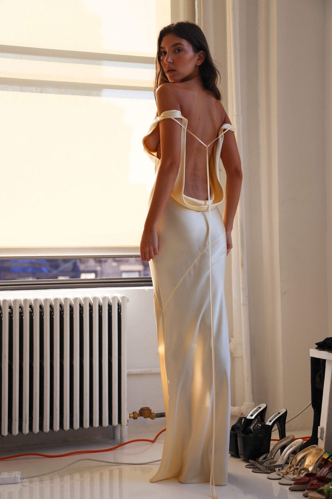 Zijde Open-Rug Maxi Jurk