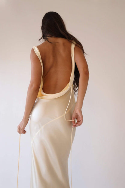 Zijde Open-Rug Maxi Jurk