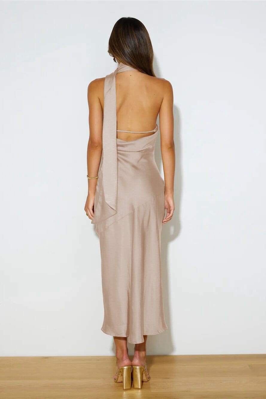 Zijde Luxe Halter Midi Jurk