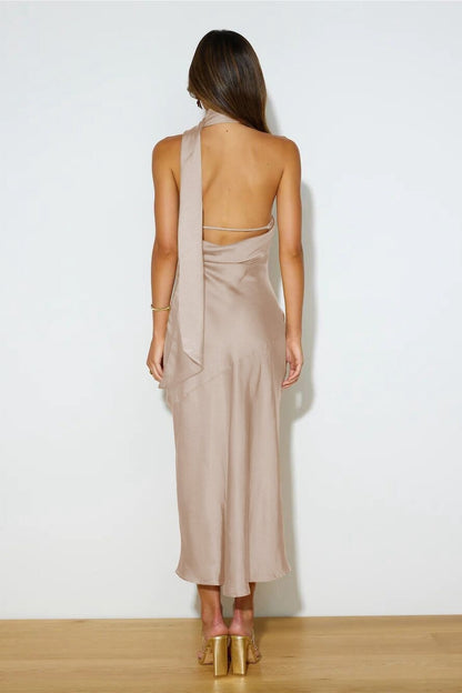 Zijde Luxe Halter Midi Jurk