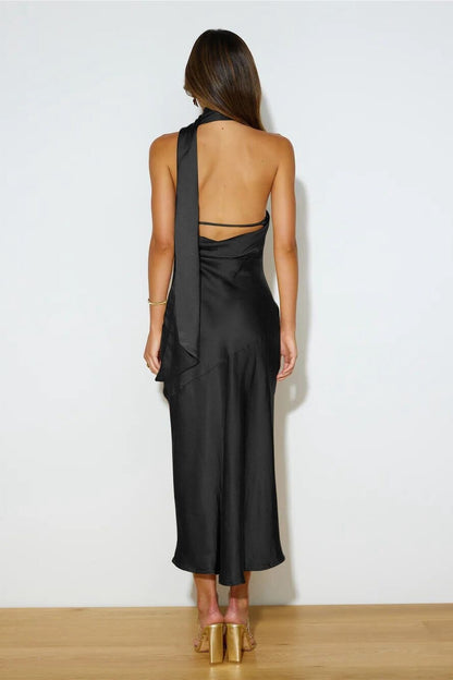 Zijde Luxe Halter Midi Jurk