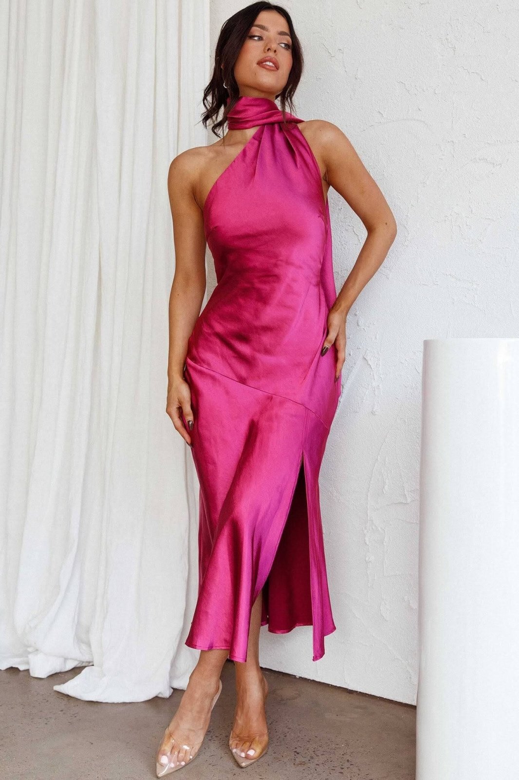 Zijde Luxe Halter Midi Jurk