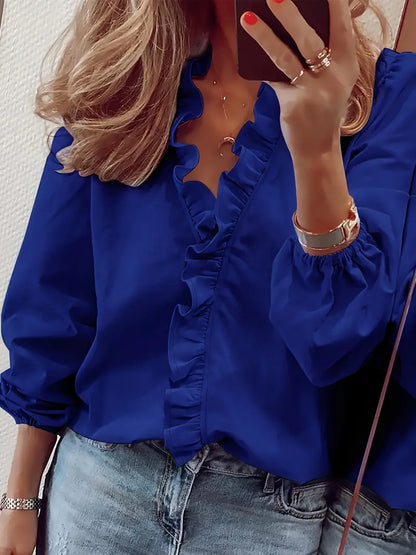 Figuur-Flatterende V-Hals Blouse