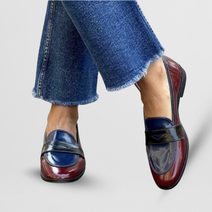 Talia Contrast Leren Mokassins