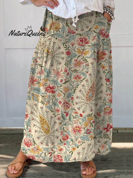 Bloemen comfort linnen rok