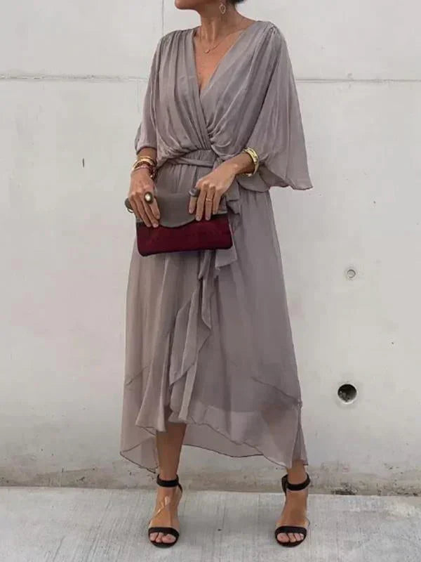 Elegante V-Hals Chiffonjurk