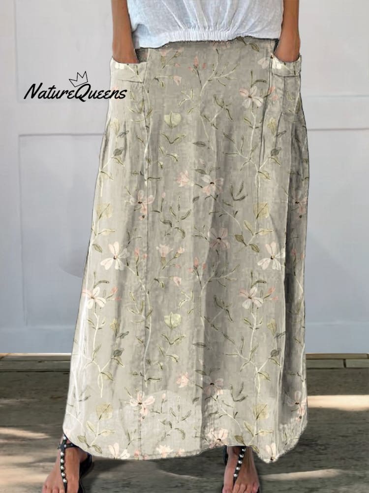 Comfort-Fit Linnen Rok