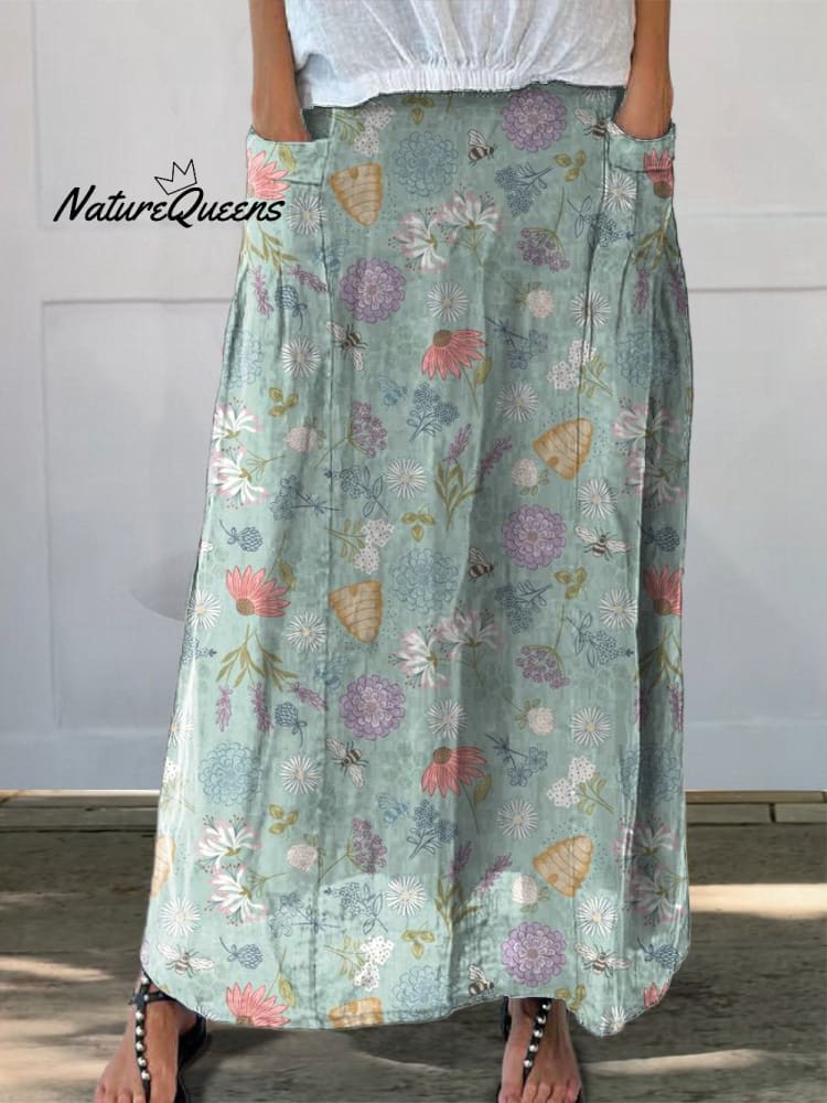 Retro-Look Lichte Linnen Rok